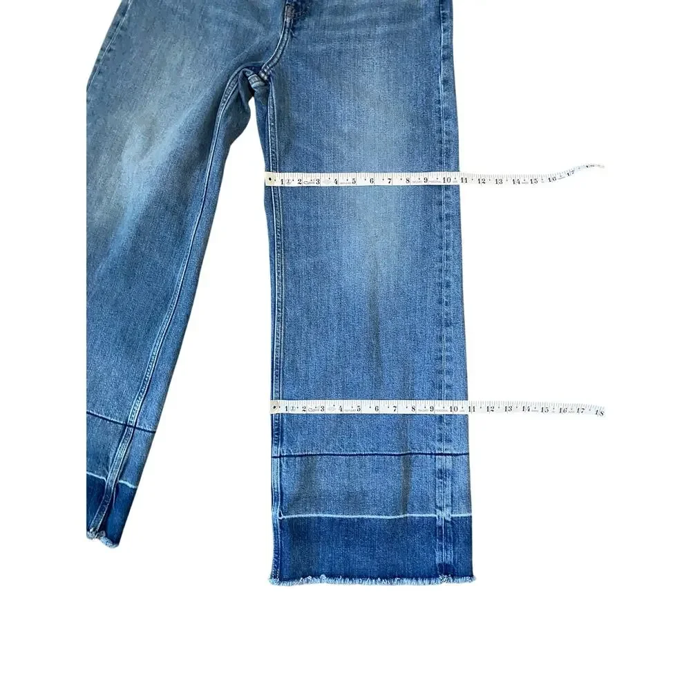Everlane Wide Leg Jeans Womens 28R Cropped Raw Hem Blue Denim High Rise - Picture 6 of 13